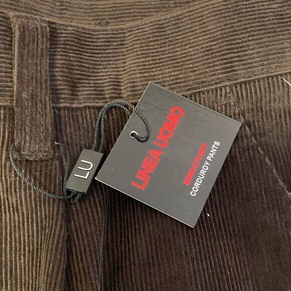 NWT LINEA UOMO 40/30L Men's Single Pleat Corduroy Pockets  Chocolate Brown Pants - Picture 5 of 10